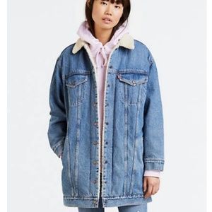 Levi's sherpa lined long jean jacket